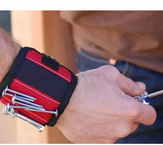 Magnetic Wristband porte-outil 10 aimants puissants rouge BAFFECT 1680D Oxford bretelle réglable bracelets pour outils de maintien vis clous boulons forets petits outils 