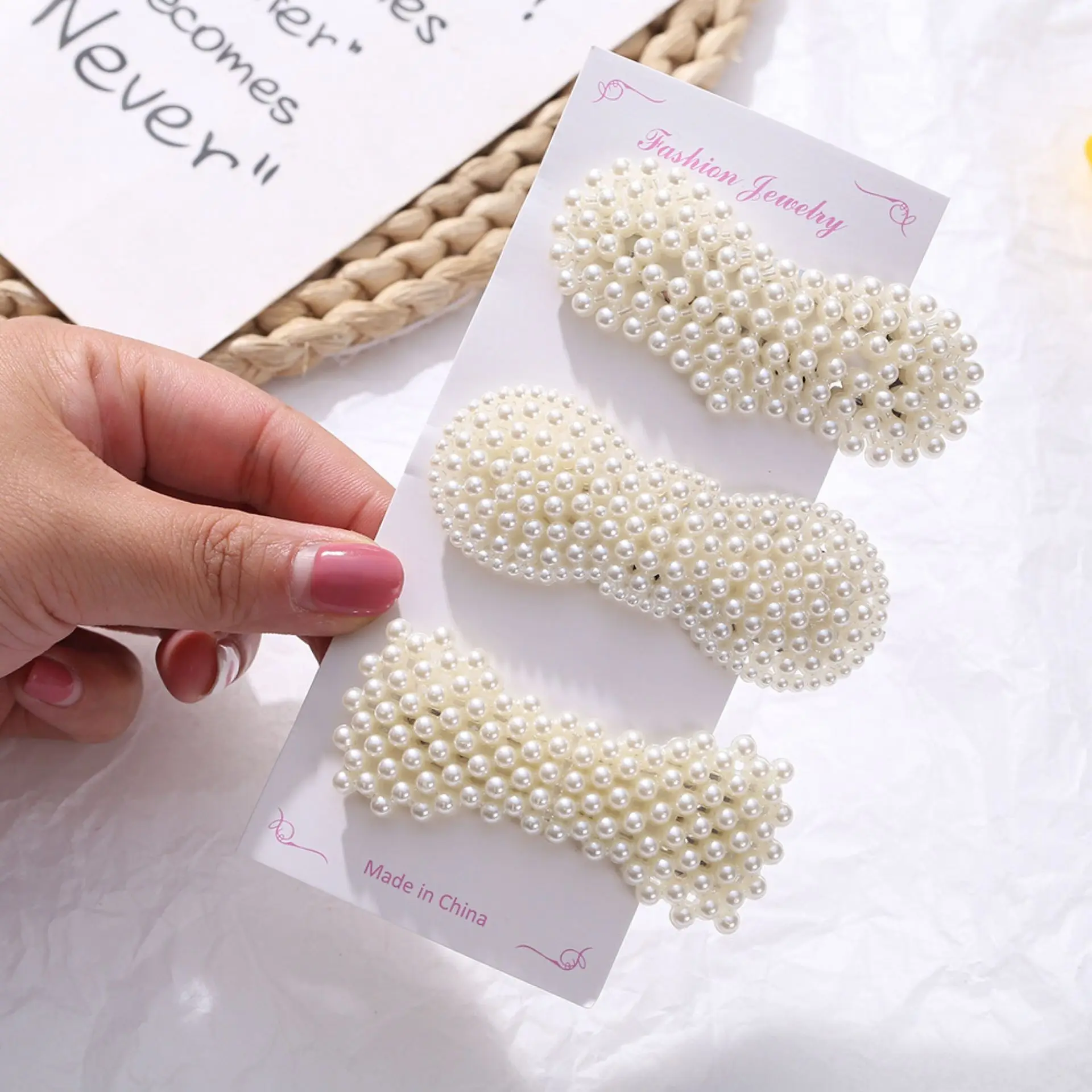 Korean U Shaped Pearl Hairpins Hair Clips hair accessories Pearl Buy 3Pcs Korean Hair Accessories, U-Shaped Pearl Hair Pins  main image 2