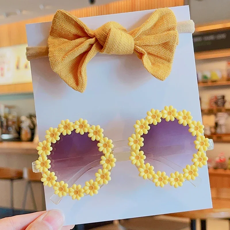 New Low Price Hot Selling Fashion Baby Sun Flower Eyeglasses With Headbands Set Lovely C aperçu 9