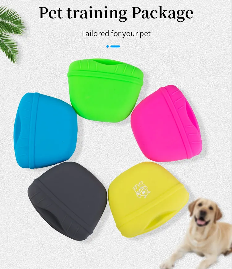 Custom Silicone Portable Dog Feeding Pouch Puppy Dog Training Treat Bag with Magnetic Closure Waist Clip
