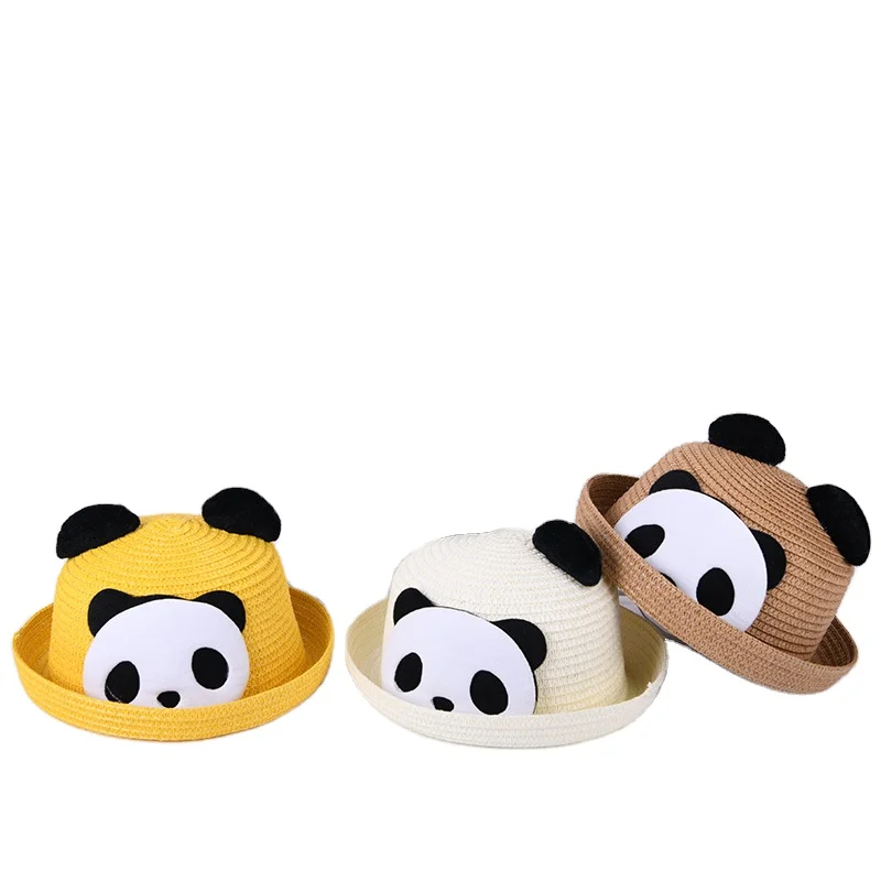 Детская соломенная шляпа летняя Корейская версия панда мультфильм от солнца