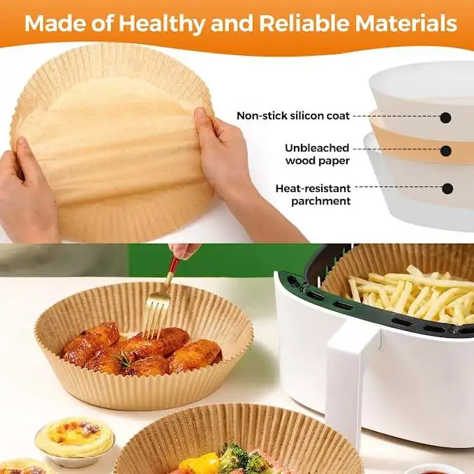 150PCS Air Fryer Disposable Paper Liner,Round Non-stick Disposable Air  Fryer Liners, Baking Paper for Air Fryer Food Grade for Baking Roasting  Microwave - (Natural & 6.3inch) 