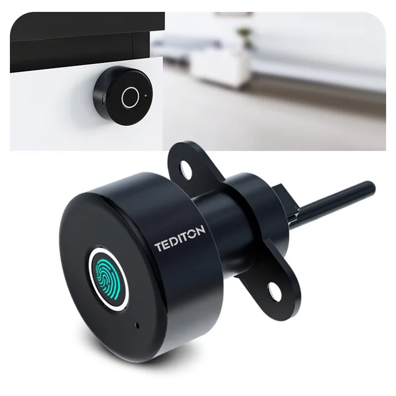 Tediton Tuya App Smart Cabinet Biometric Locks for Lockers Fingerprint Locker Lock With Usb Charging Black