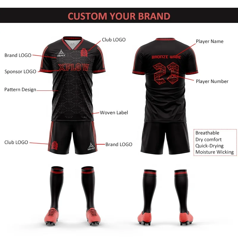 Custom Soccer Jersey 20232024 Man Football Kits Full Set Soccer Kits For Teams Retro Soccer