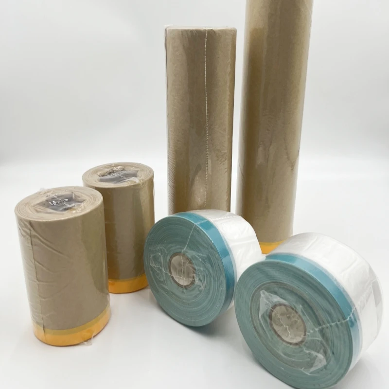 Residue Free Kraft Paper Pre Taped Overspray Masking Film for Automotive Paint Treatm
