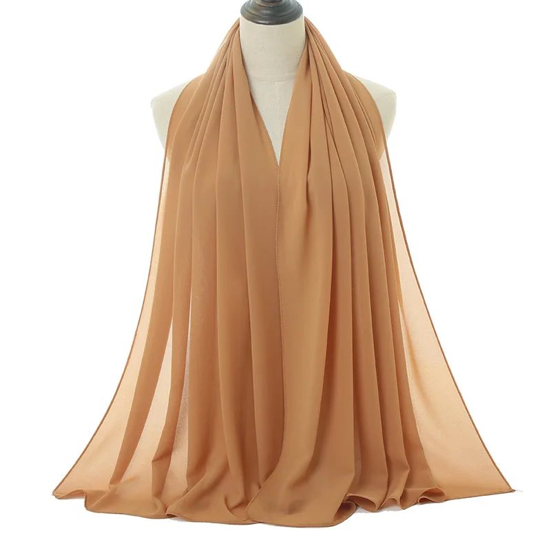 Женская шаль дешевый модный шифоновый однотонный высококачественный мусульманский Малайзийский арабский шарф
