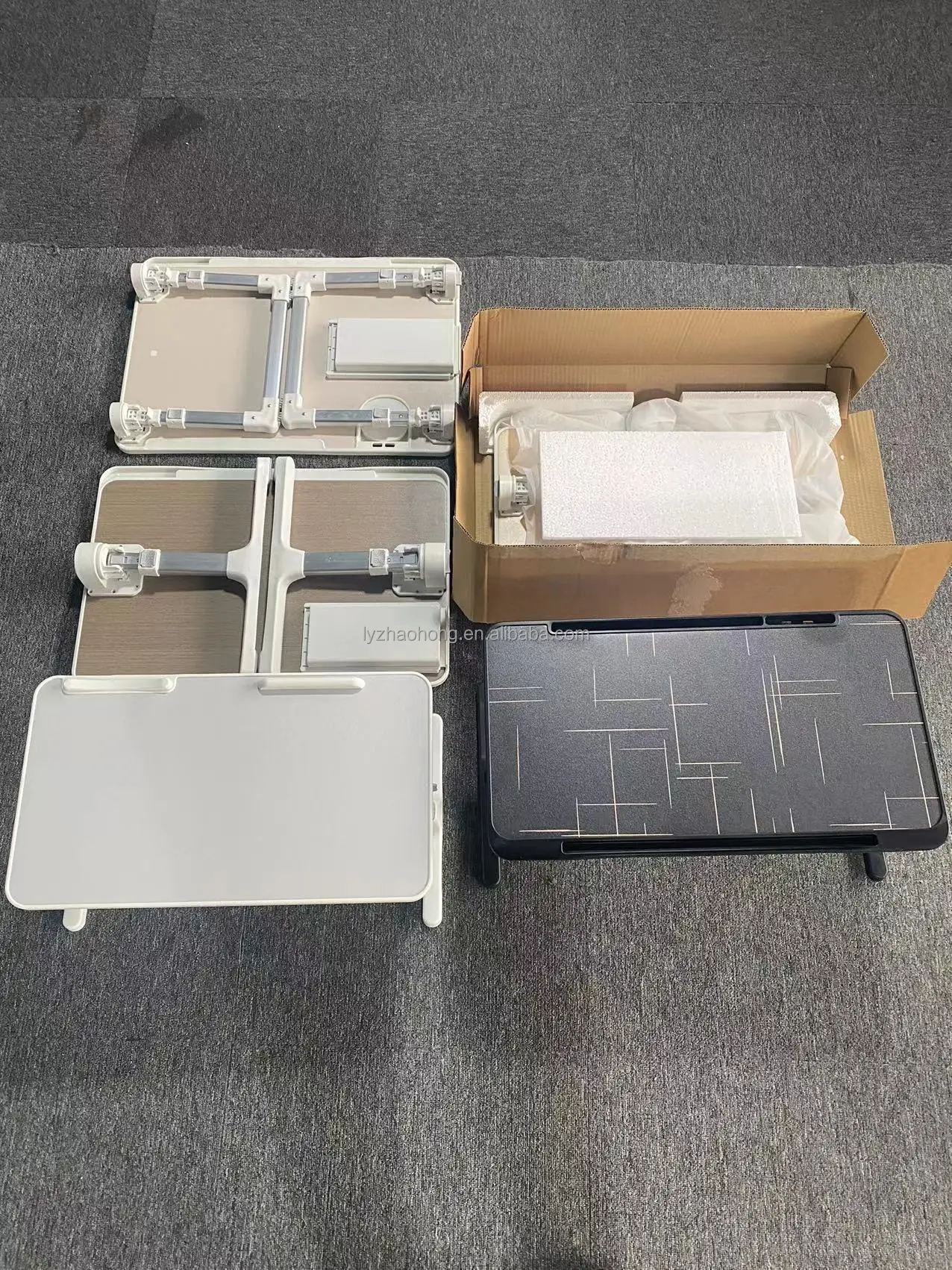 60X40CM Aluminum Alloy Folding Computer Desk Stand Bed Folding Computer Desk Adjustable Height Folding Computer Desk