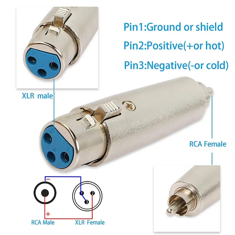 CGF XLR 3 Pin Maschio Femmina A RCA Femmina Presa Adattatore Audio Convertore Connettore HIFI Supportato Per Altoparlante Microfono - Foto 6
