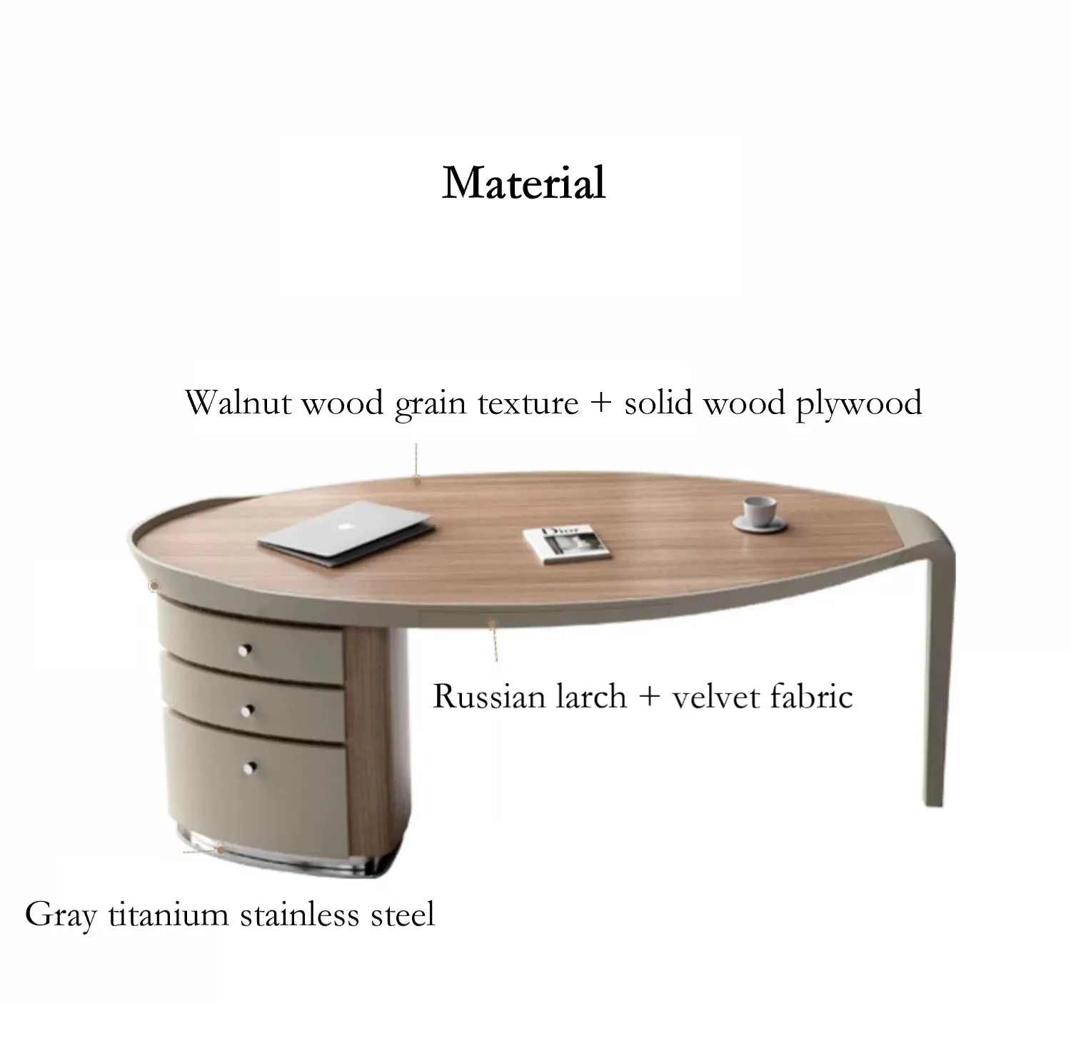 Minimalist Modern Home Round Office Table Set Wooden Office Desk ...