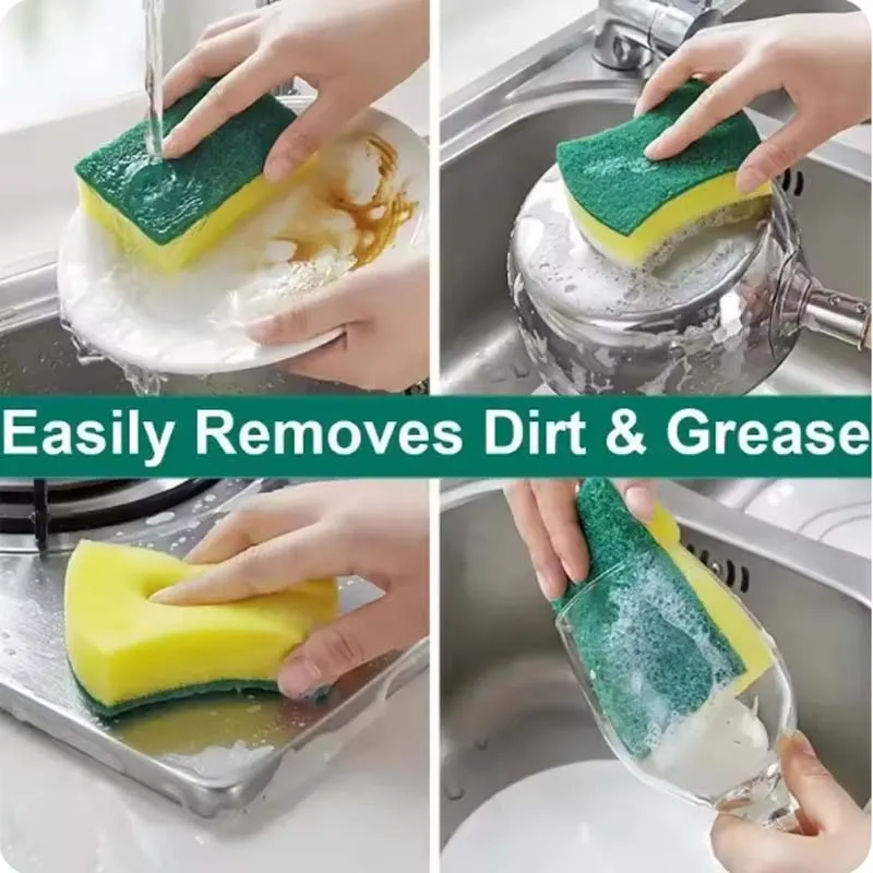 Nano Emery Kitchen Dishwashing Sponge Kit for Magic Clean Rub Pot Rust Focal Stains Scouring Pads for Effective Cleaning Sponges
