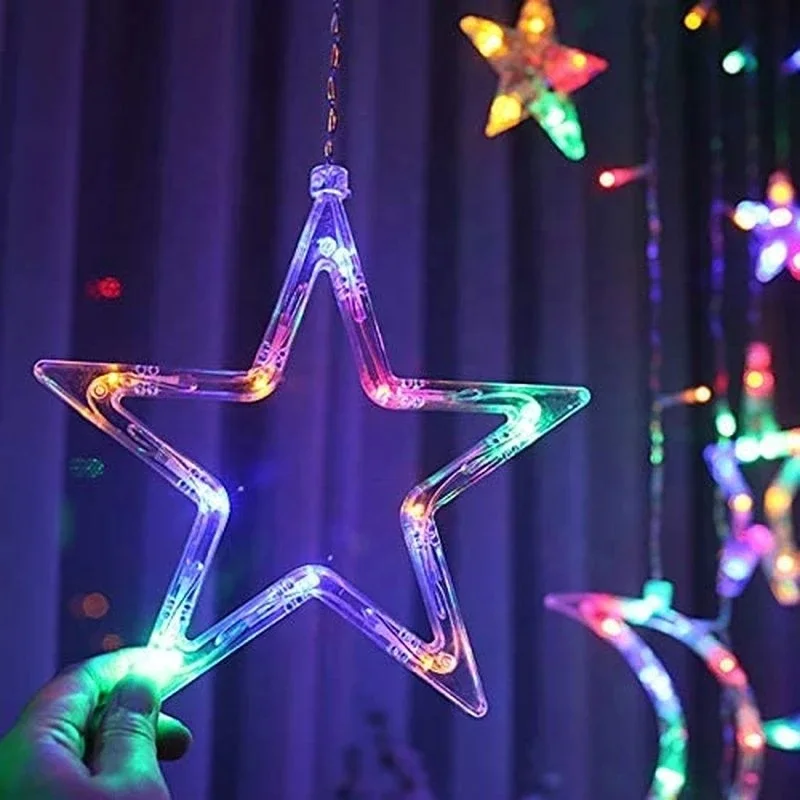 Deyaah 3,5 m ster maan gordijn string licht, LED kerst fee lichten
