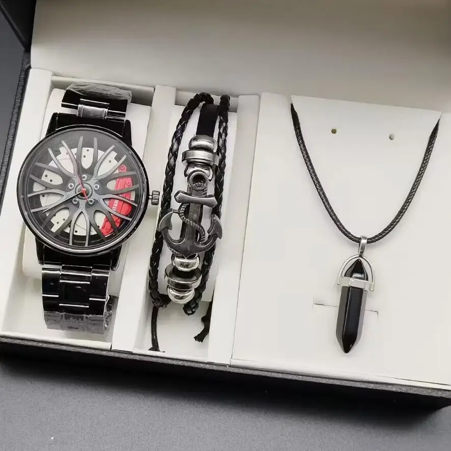 Orologio Uomo Sportivo In Acciaio - Quadrante Ispirato Al Cerchione Auto, Movimento Giapponese, Giallo