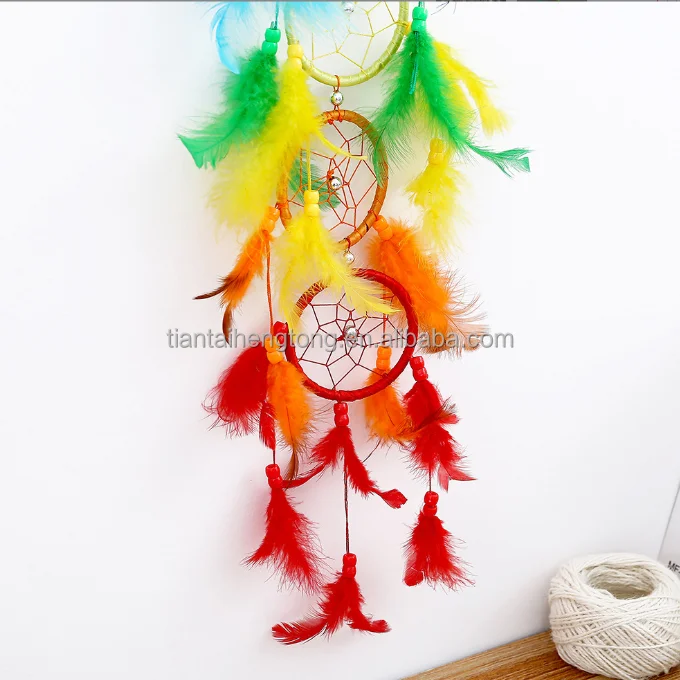 Acchiappasogni Fatto A Mano Con Piume Turchesi - Decorazione Per Camera Da Letto, Regalo Spiritual E Artistico - Foto 7