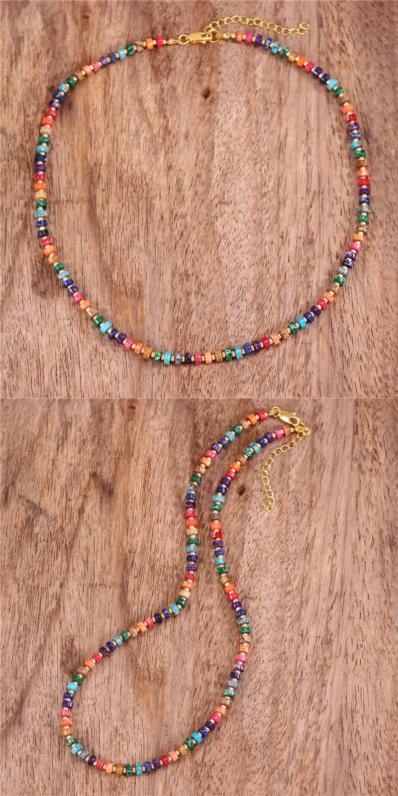 Bohemian Natural Stone Turquoise Jasper Seed Beads Choker Necklace Boho