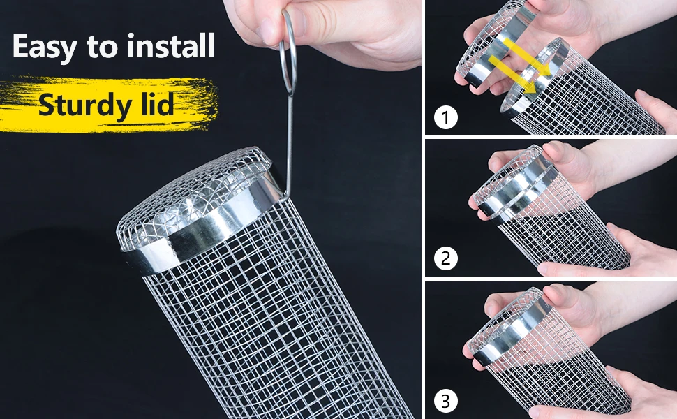 2023 Portable New Stainless Steel Metal 2 Pcs 4 Pcs Bbq Net Tube Round