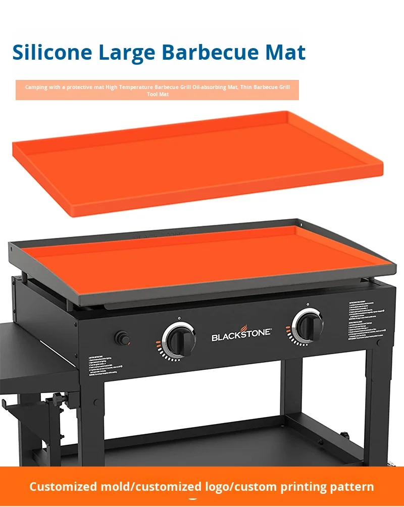 Black Stone Silicone Barbecue Grill Mat Machine-Made Charcoal Plate Protection Oil Drainage Protective Tool Mat for Barbecue supplier