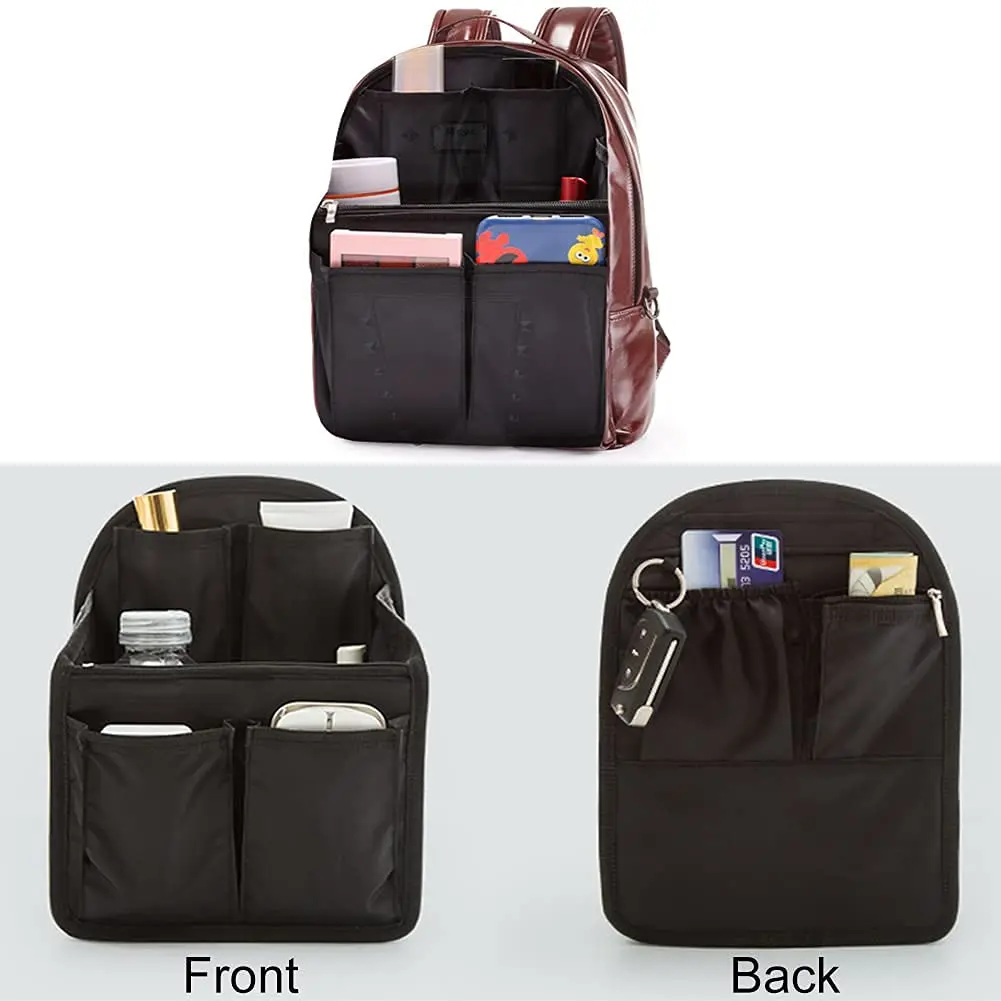 Mini Backpack Organizer Insert Waterproof Nylon Bag Organizer with Many Pockets HOYOFO Mini Backpack Organizer Insert Small Bag Divider for  main image 4