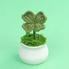 Single stem four-leaf clover pot-Dark green