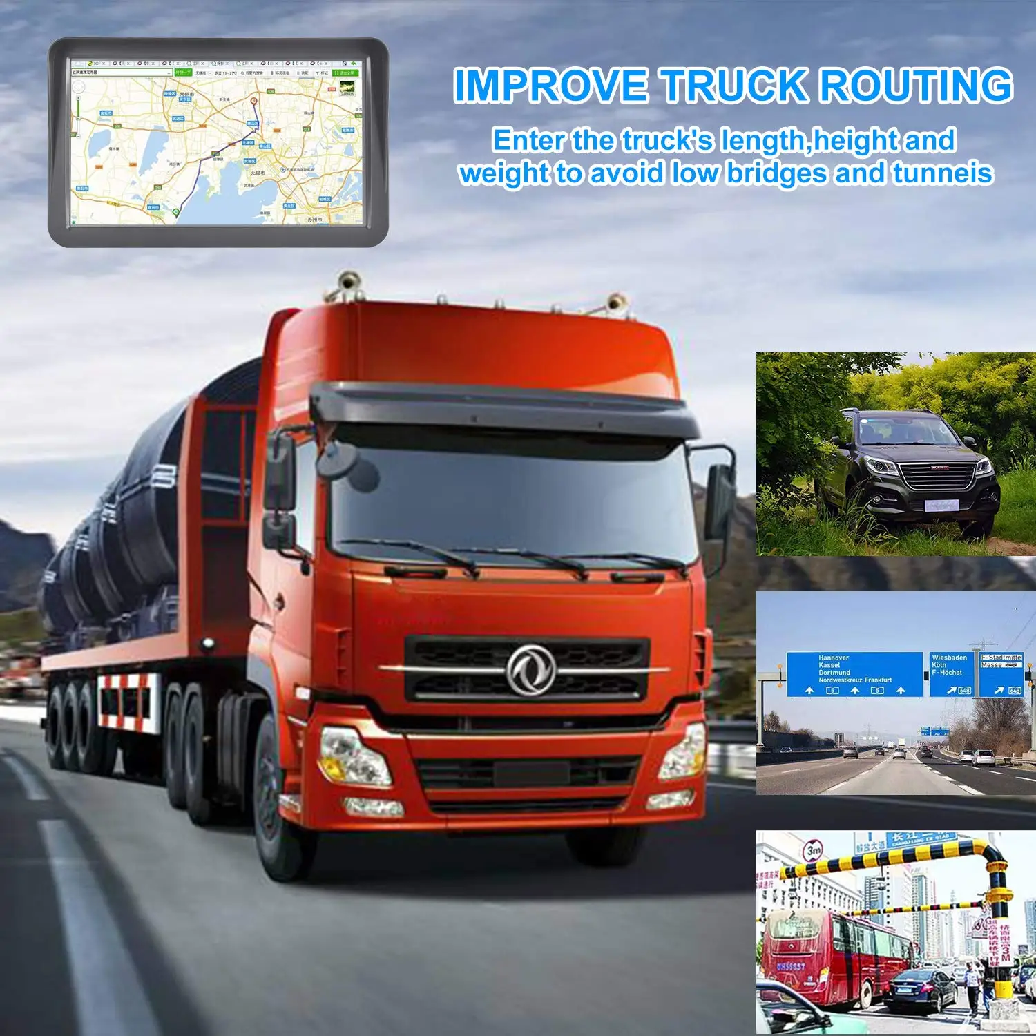 Android System Truck GPS Navigator 9 Inch Touch Screen Wifi AVIN Satellite Car GPS Navigation With Latest Europe Maps
