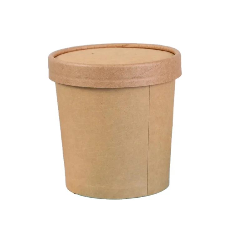 8oz 12oz 16oz 26oz 32oz Wholesale disposable take away kraft soup paper soup bowl ice cream cup container with lid manufacturer
