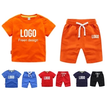 customize 100% Cotton kids shorts and tshirt sets Custom Design Kid Clothing Sets boys summer clothing urban boy kids clothes