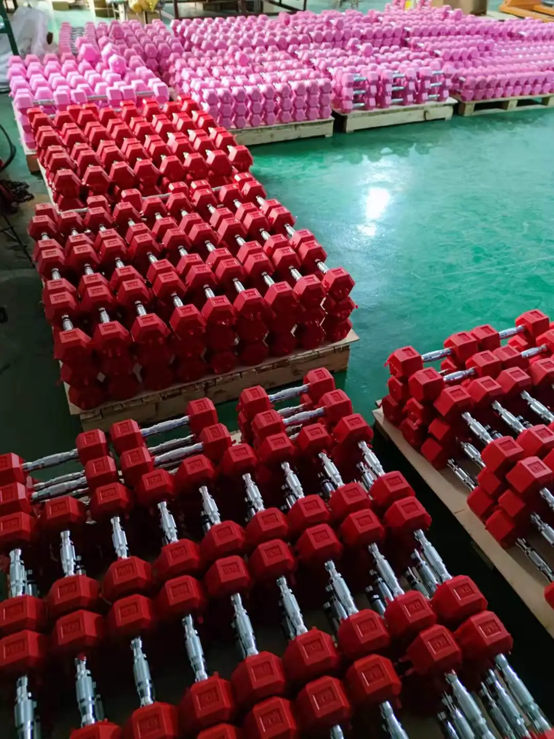 Color 25 Lb 40 Kg Lb 10 Kg Dumbbell Set Rubber Pink Rim Hex Dumbbell