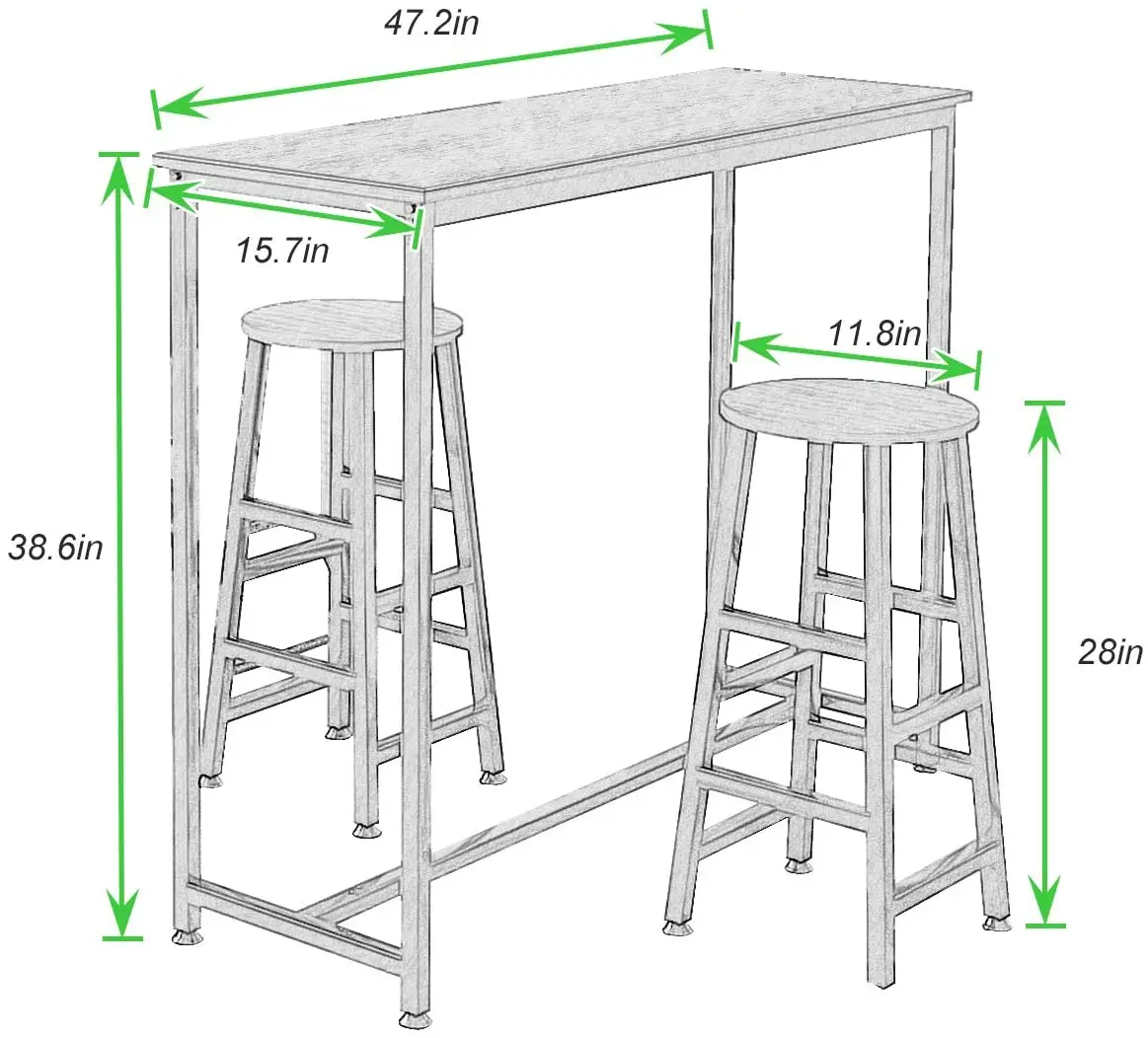 
 Барный стол Combohome с 2 барными стульями, кухонная стойка с баром, наборы для завтрака для дома, кухня, простая сборка  