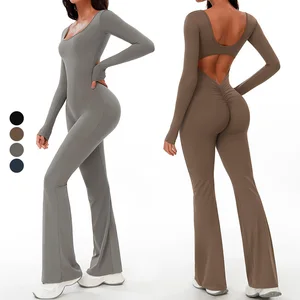 Cross-Border Cloud Sense Peach Hip-Lifting Long-Sleeve Yoga Bodysuit High-Intensity Fitness Sports Jumpsuit for Women Model