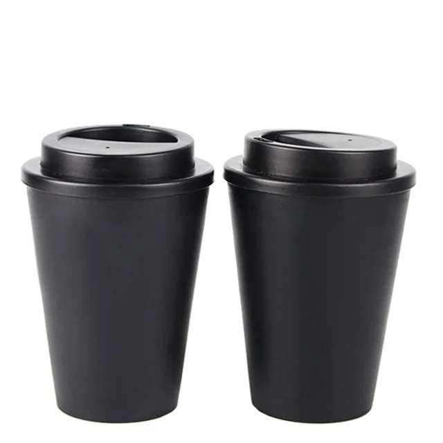 Sustainable Double Wall PP Plastic Travel Coffee Tumbler Reusable Coffee Cup With Lids