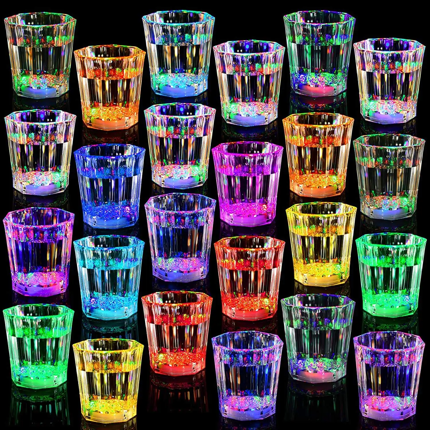 Adults Shot Cups Party LED Flash Light up Drinking Glasses Glow in the Dark Christmas Halloween Party Favors Shot Glasses  Z147