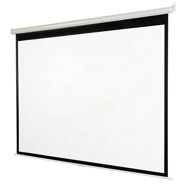 BNT Manual Ceiling Mount Projection Projector Screen With Self Locking 100 Inch