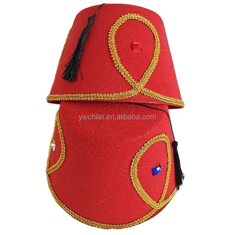 Fez rosso cappello turco con nappa nera