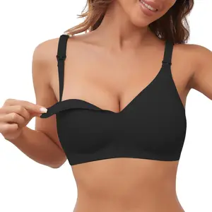 Newly Designed Seamless Nursing Bra Plus Size Breastfeeding Bra Supportive Padded Push up Bra Wireless Support Bralettes