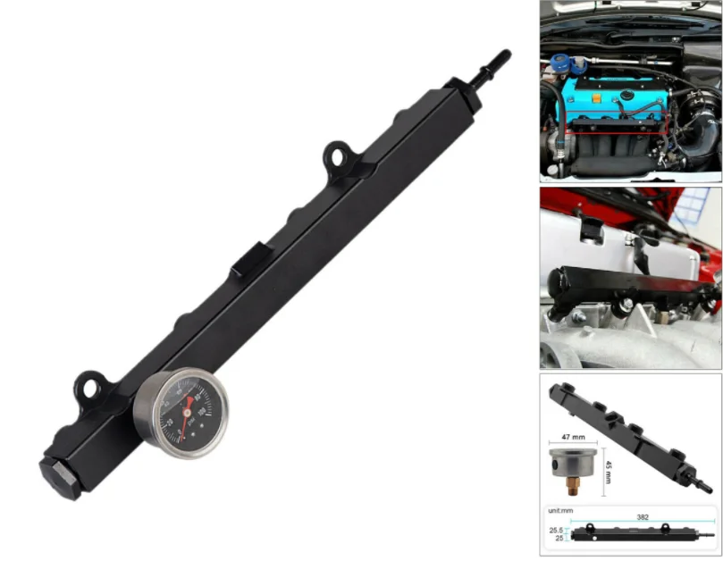 K Series Black High Volume Flow Aluminum Fuel Rail For Honda Acura K20