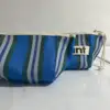 Pajita a rayas azul verdoso (bolsa de cosméticos)