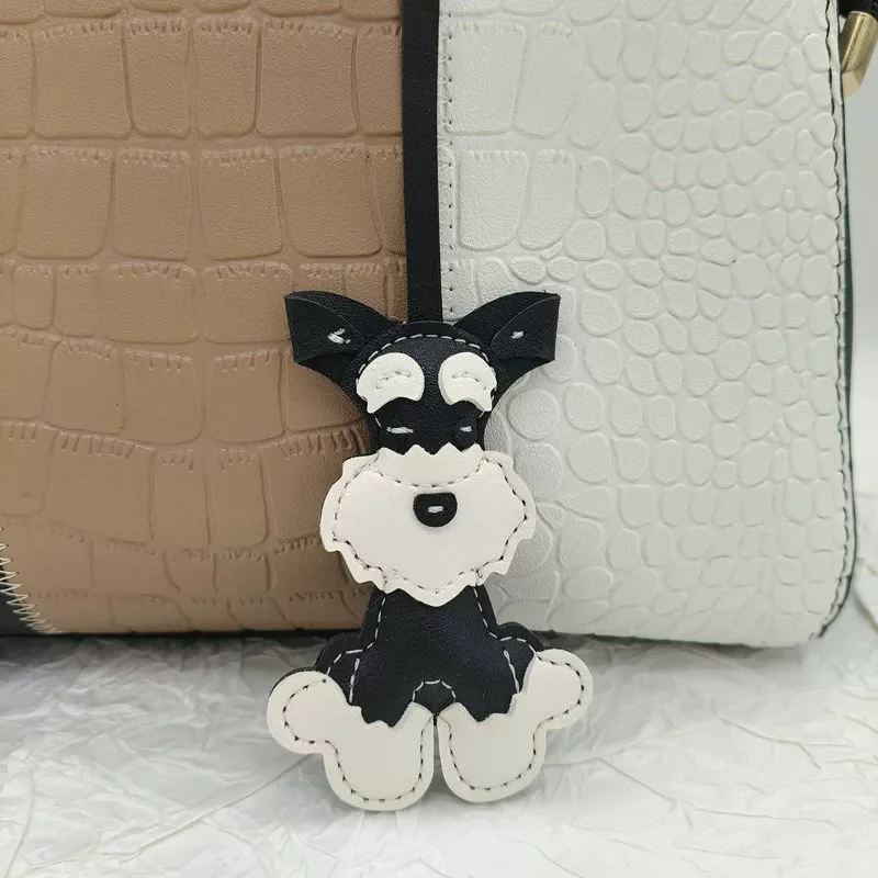 Schnauzer Key Holder Charm - Cute PU Leather Keychain