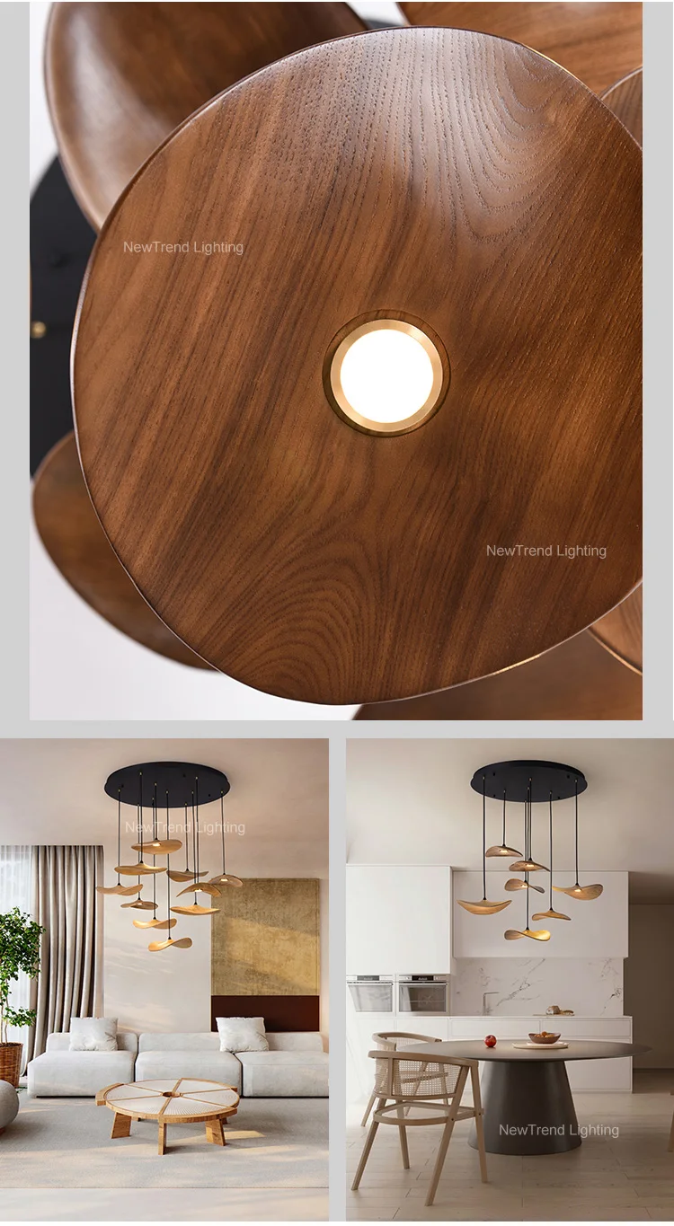 cpl 364 modern style indoor hotel lobby villa staircase decoration custom wooden led chandelier  -3