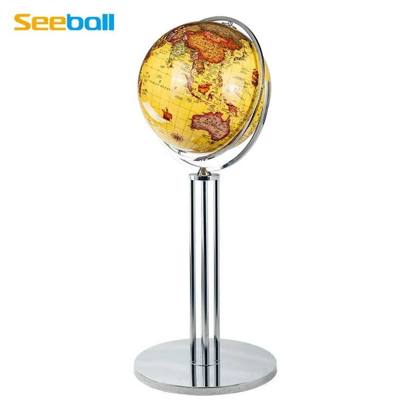 Seeball 100 cm four-column vertical bright chrome universal globe resin mover table globes