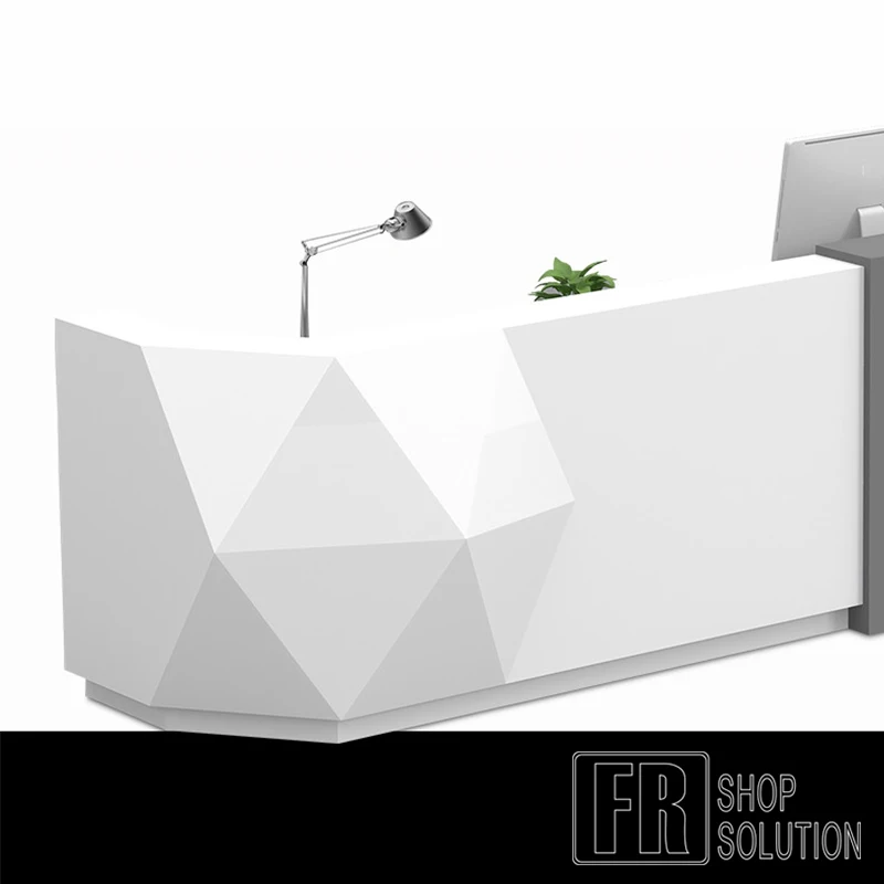 White Curve Reception Counter Modern Hotel Reception Desk Direct Factory Made Office Furniture