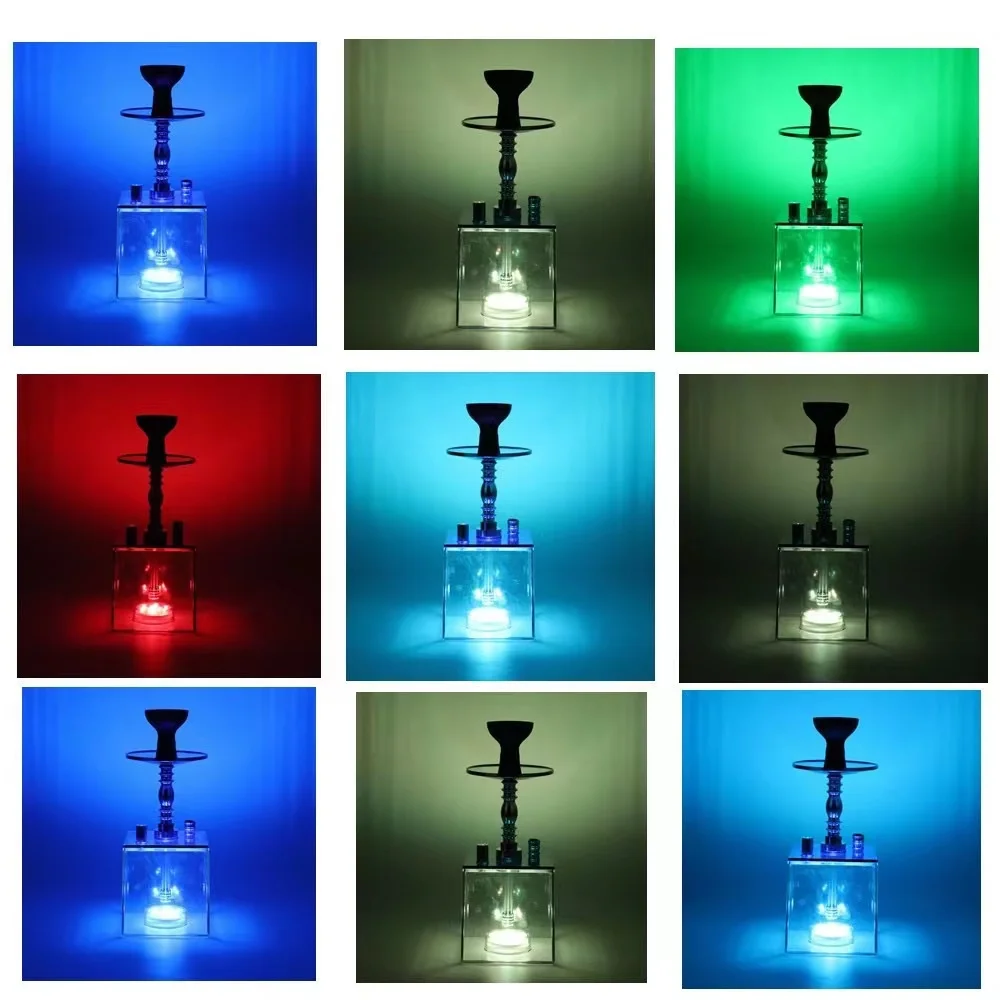 Wholesale Acrylic Square With Led Light Hookah Set Portable Hookah