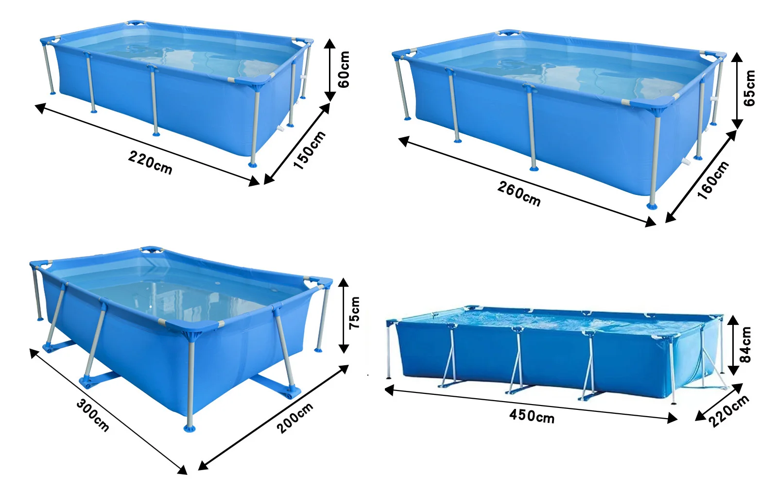 5.49m Customizable Inflatable Pools Swimming Outdoor Upground Rectangular Metal Frame Swimming
