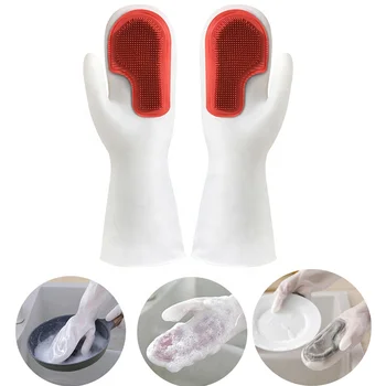 Long Sleeve PVC Dish Washing Gloves For Protect Hands Waterproof Rubber Latex Durable Nitrile Gloves Silicone Household Gloves