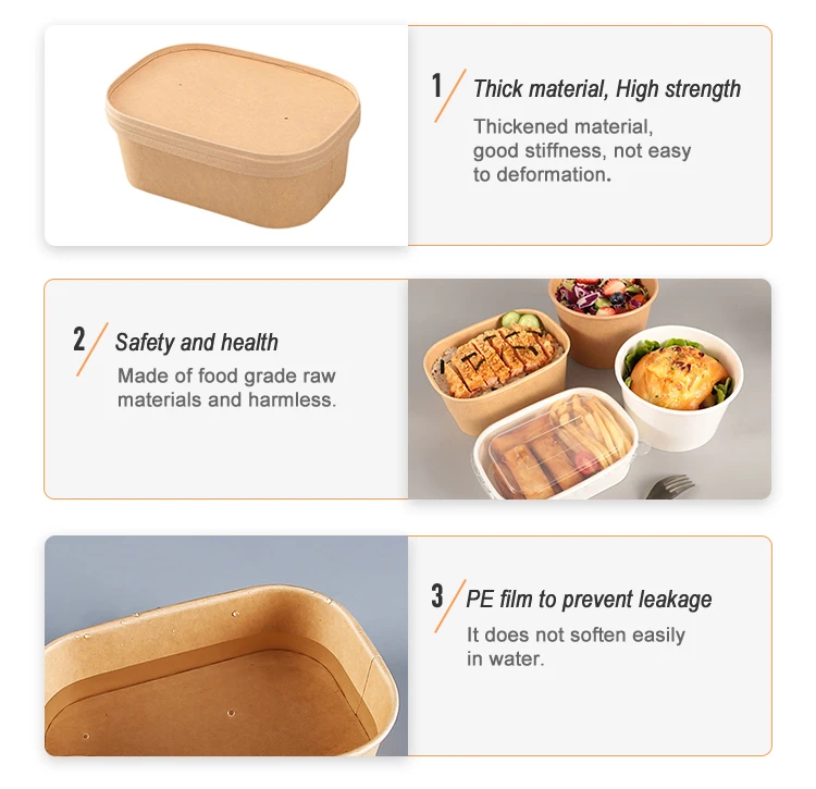 Eco Friendly Take Away Food Box - Disposable Kraft Paper Lunch Box