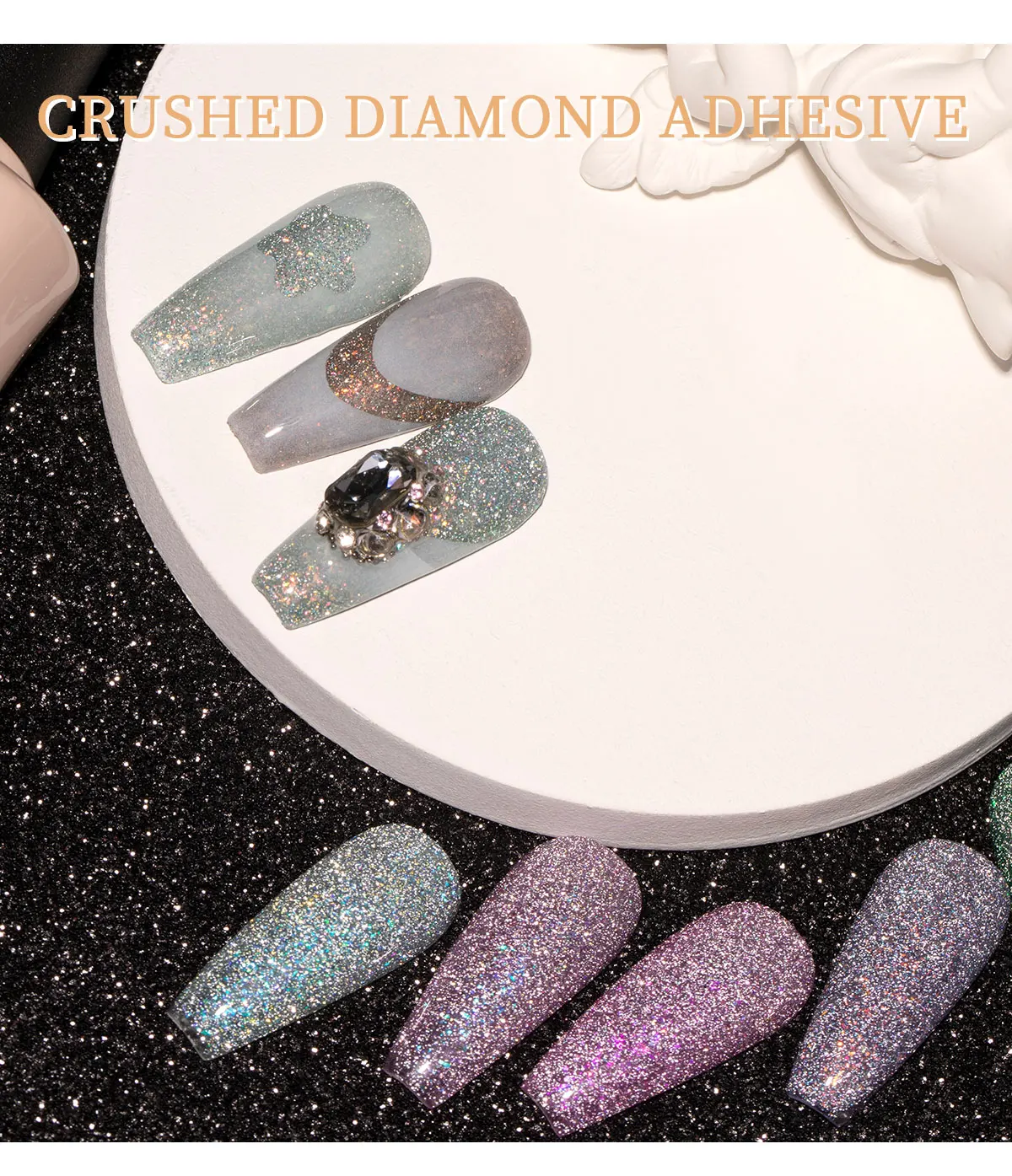 OEM Wholesale Nail Supplies Disco Crushed Shinny Bling Diamond Gel Nail Polish Fluorescent Powder Glitter Gel Polish manufacture