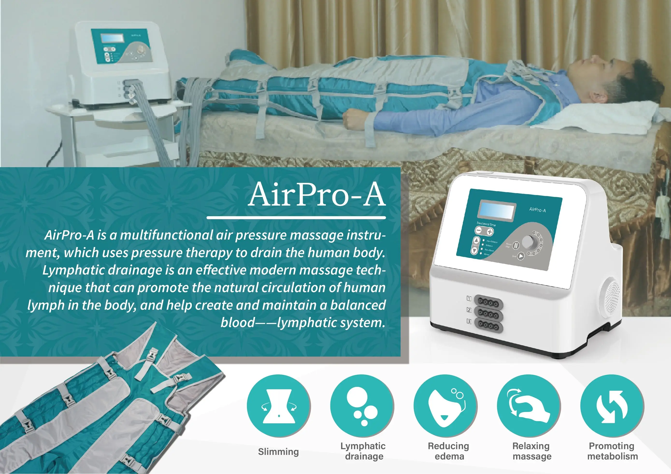 Professional body wrap infrared pressotherapy air compression  mk400 drainage lymphatic leg therapy machine