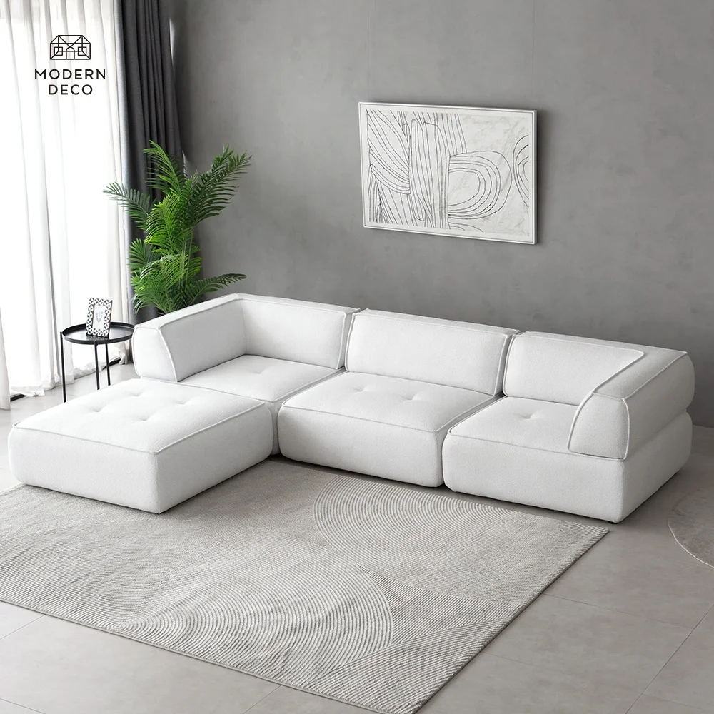 2024 Novi trendovi Italijanski bijeli boucle modulski sofa sekcionalni HN131 Proizvođač proizvoda Prilagođeno na narudžbu