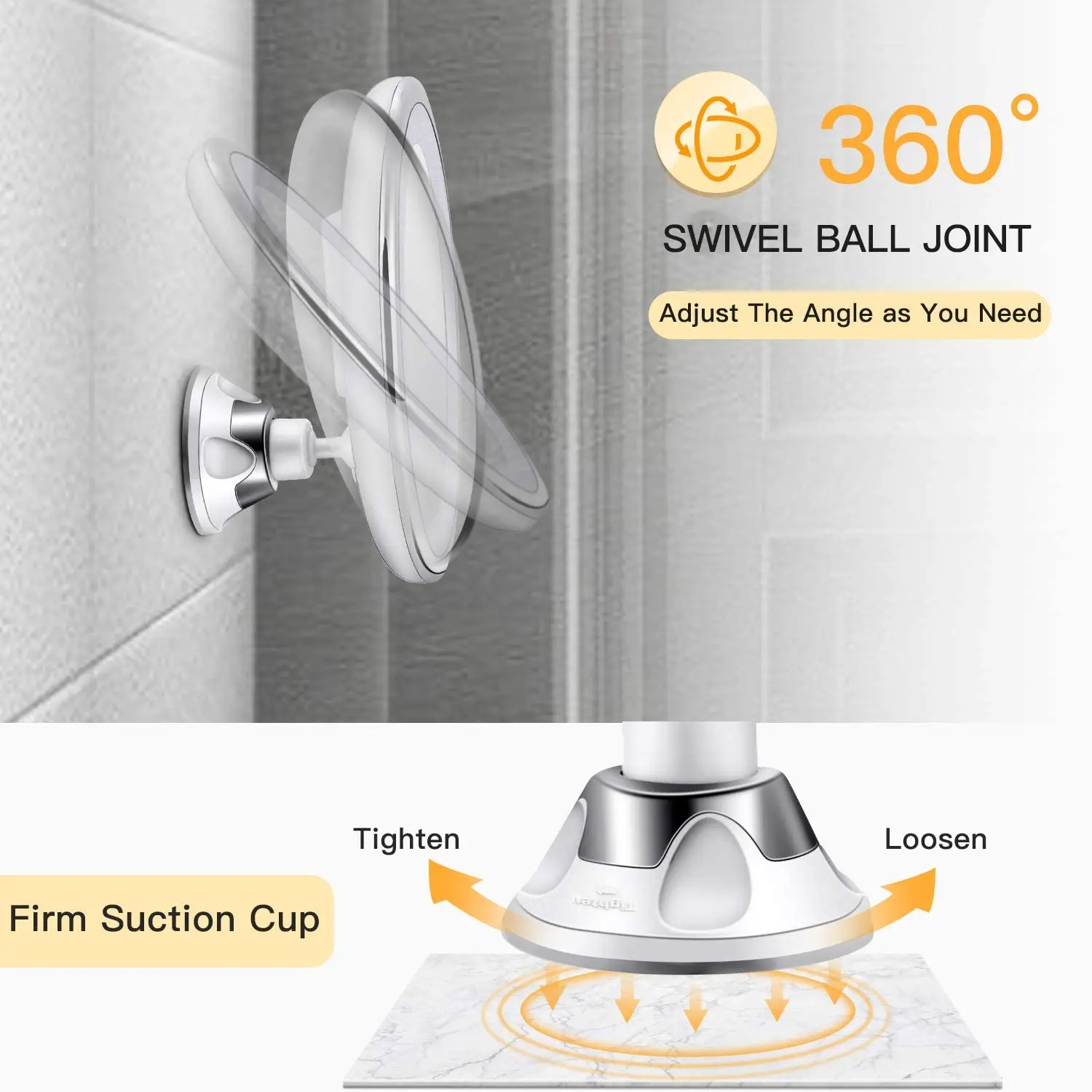 Bestope  3 Color Lighting Modes Intelligent Touch 360 Degree Rotation Bathroom LED Suction Cup Mirror 10X  Light Mirror Makeup
