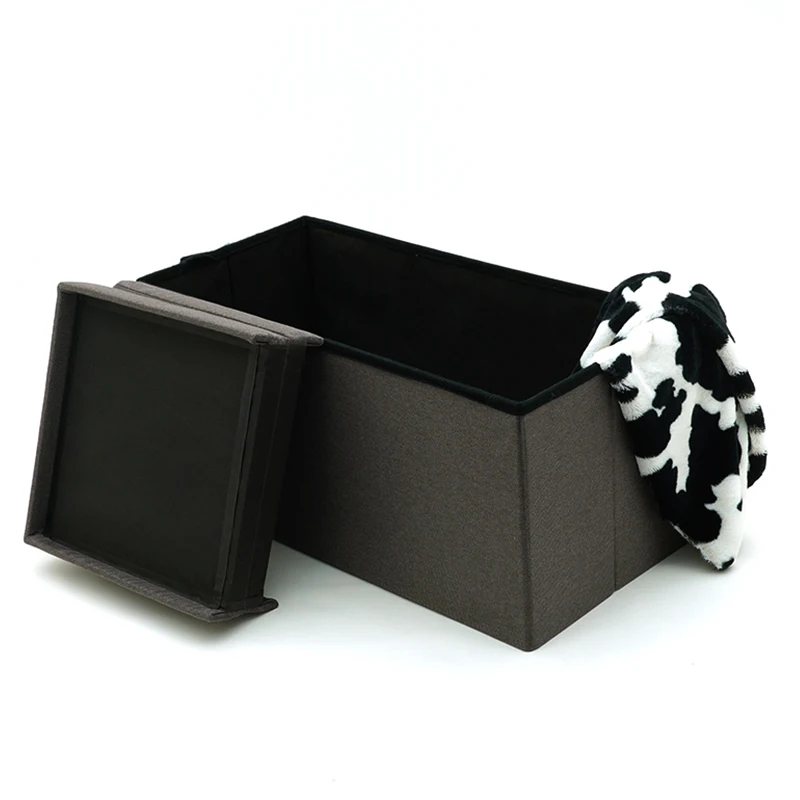 Large Linen Folding Bedroom Footrest Storage Organizer Bench Ottoman Storage Box