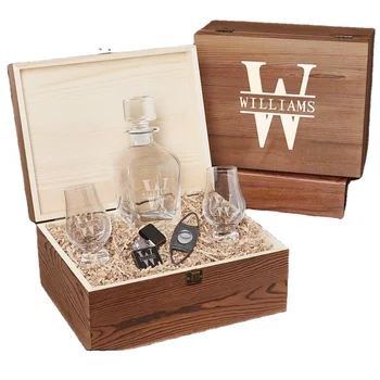 Whiskey Glass Set Bourbon Stones Gift For Men Includes Crystal Rocks Glasses Chilling Stones  Scotch Glasses Wooden Gifts Box