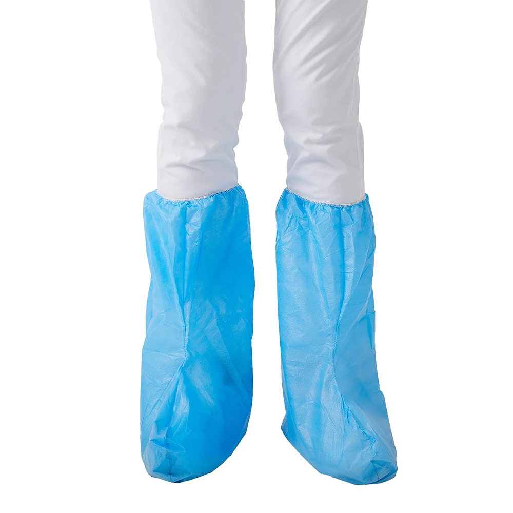 Хирургические Чехлы для обуви, водонепроницаемые одноразовые чехлы для обуви PE CPE PP SMS, длинные Чехлы для обуви с эластичными элементами Hubei Haixin